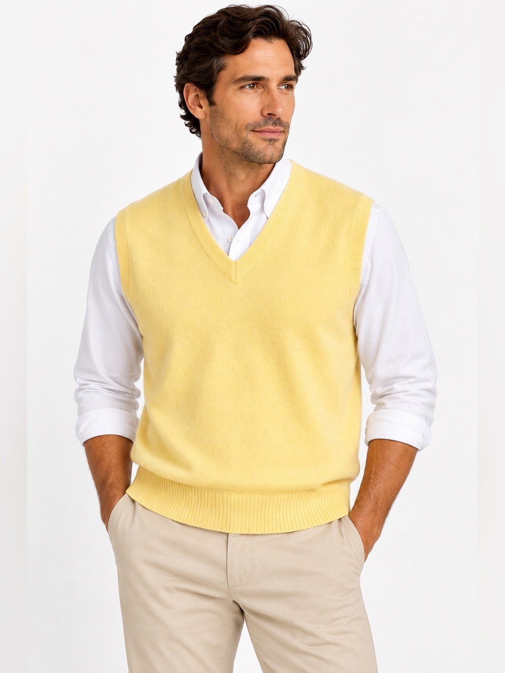Vintage Neiman Marcus Men’s 100% Cashmere Sweater Vest Scotland 42 Yellow